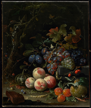 Still Life with Fruit, Foliage and Insects, c.1669 (oil on canvas)