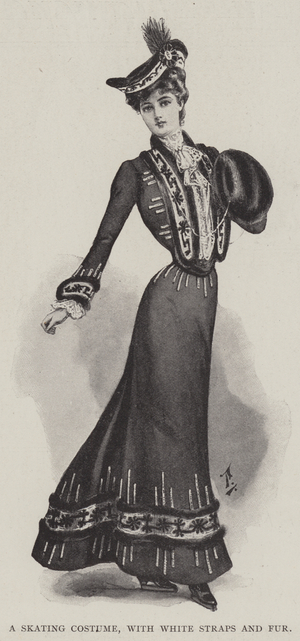 A Skating Costume, with White Straps and Fur (litho)