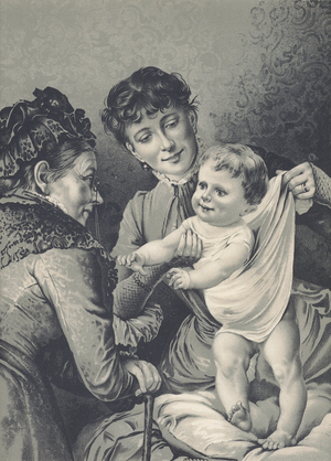 Grandmother, mother and child (litho)