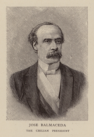 Jose Manuel Balmaceda, 10th President of Chile (engraving)
