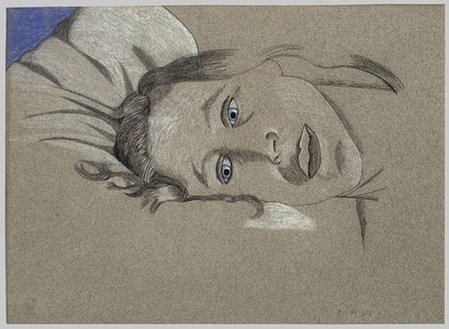 Leaning Head, 1945 (pencil & wax crayon on paper)