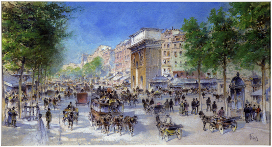 Grands Boulevards, Paris, c.1905-10 (watercolour)