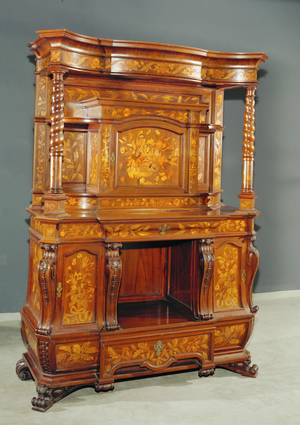 Sideboard, marquetry, flower- and ribbon-ornaments