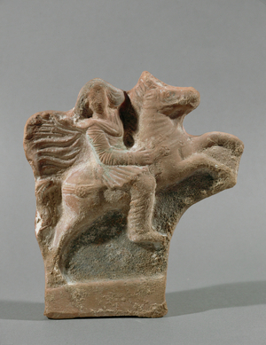 Parthian rider. Limestone relief., …