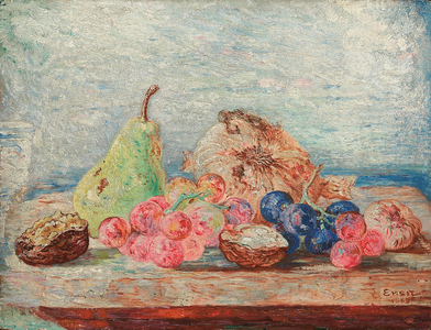 Pears, grapes, nuts; Poires, raisins, noix, 1889 (oil on panel)