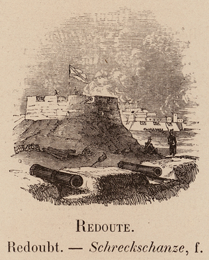 Le Vocabulaire Illustre: Redoute; Redoubt; Schreckschanze (engraving)