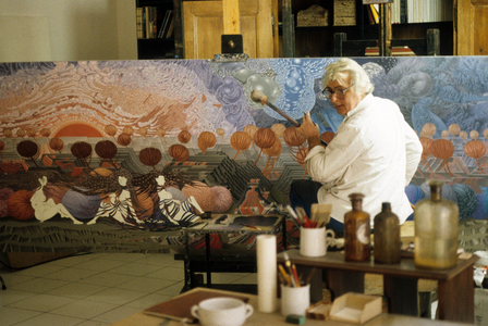 Wolfgang Hutter, austrian painter, here in Vienna, 1985