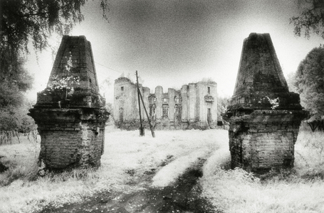 Entrance Gates, Petrovskoye - Alabino Estate, Moscow District, Russia (b/w photo)