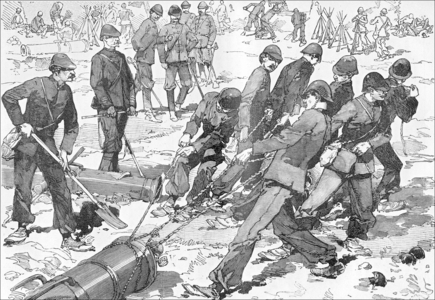 Vietnam: French troops recover a Black Flag cannon after the Battle of Phu Hoai, 16 August 1883