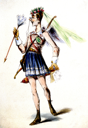 Cupid costume, circa 1860 (satirical drawing)