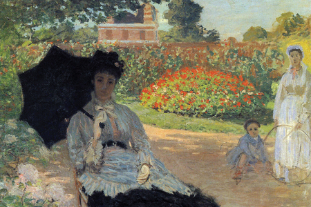Camille in the garden with Jean and his nanny (oil on canvas)