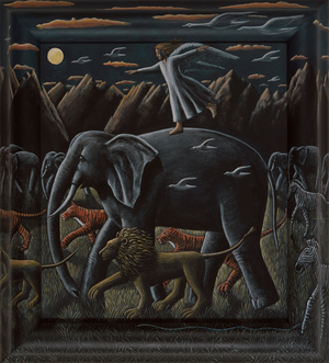 JOURNEY BY MOONLIGHT, 2015 (tinted gesso on wood