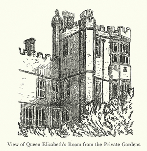 View of Queen Elizabeth's Room from the Private Gardens (engraving)