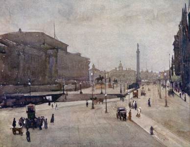 Lime Street, with Wellington Monument (colour litho)