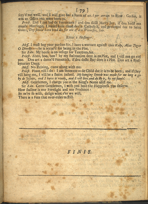 The finale of 'The Lancashire Witches' with political allusions shown in italics