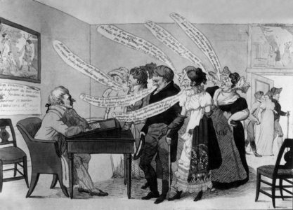 marriage bureau, France, c. 1810-1820, engraving