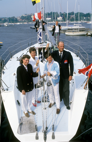 Oslo 19870706. The entire Conprince family together on board "Fram X" at the Queen …, 1987 (photo)