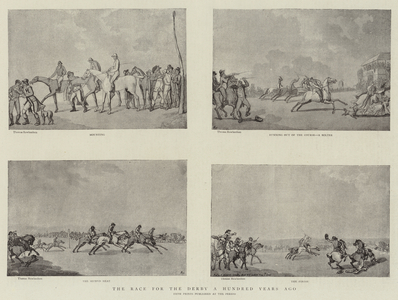 The Race for the Derby a Hundred Years ago (litho)