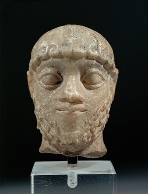 Male head, alabaster, …