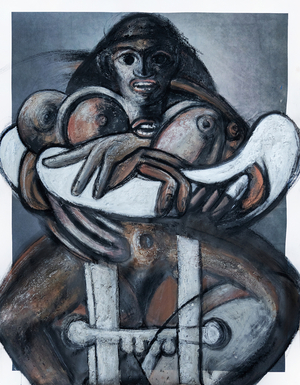 Sitter 1, 2020 (Mixed media on print)