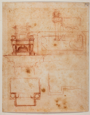 Plans and elevations of the 'thrones' for the New Sacristy, 1521 (drawing)
