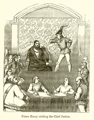 Prince Henry Striking the Chief Justice, illustration for 'Stories selected from the History of England', 1854 (engraving)