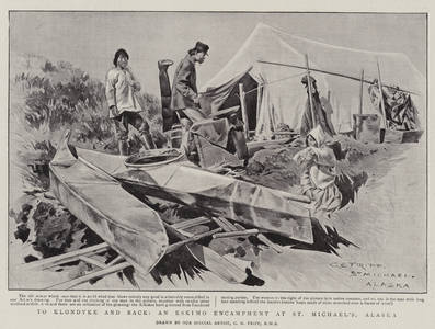 To Klondyke and Back, an Eskimo Encampment at St Michael's, Alaska (litho)