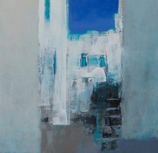 Mykonos - Old Town, 2017 (mixed media on panel)