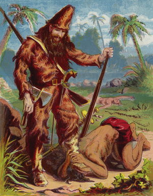 Illustration for Robinson Crusoe (colour litho)