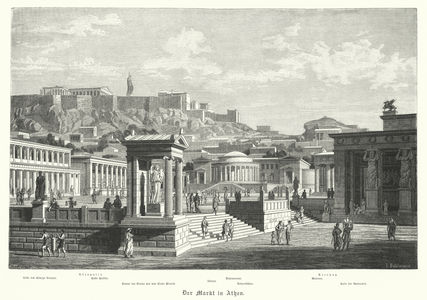 The market in Athens, Ancient Greece (engraving)