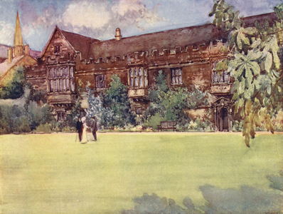 St John's College garden front (colour litho)