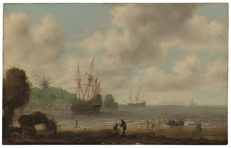 The Dutch man-of-war Amsterdam before the Brazilian coast (oil on panel)