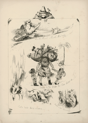 Page from Proverbs with Pictures by Charles H Bennett, 1859 (engraving)