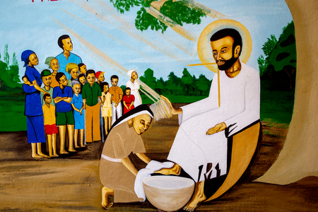 Wall art in a catholic NGO compound in Dapaong, Togo, 2019 (photo)