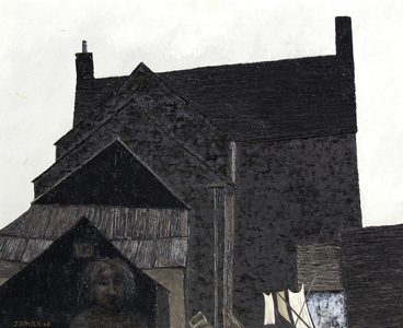 Cottage and Figure I, 1963 (oil on hardboard)