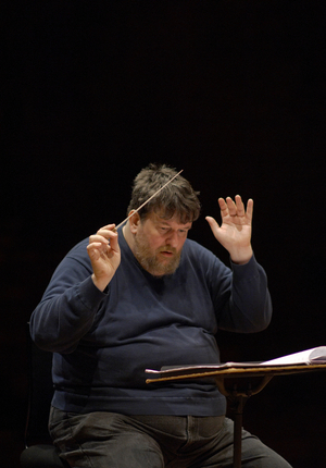 Oliver Knussen - Scottish composer and conductor rehearsing with the Birmingham Contemporary Music Group at Snape Maltings