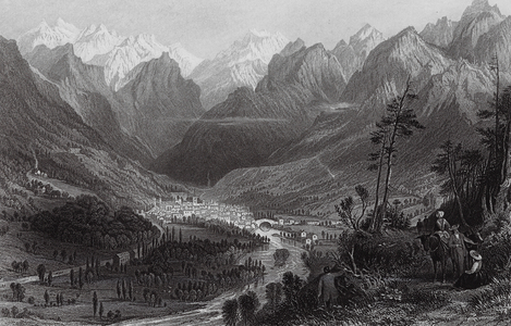 Cauterets, in the Pyrenees (engraving)