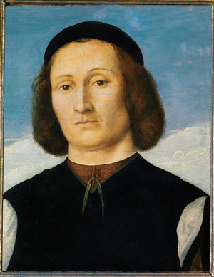 Portrait of a young man with black cap, c.1500 (painting on wood)