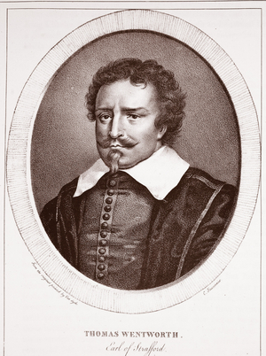 Thomas Wentworth, Earl of Strafford, attributed to C. Fauconnier, engraved by de Langlume (litho)