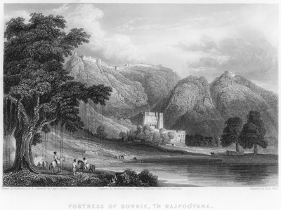 Fortress of Bowrie, in Rajpootana (engraving)