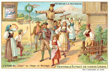 The arrival of the "old man" at a village in Norway (chromolitho)