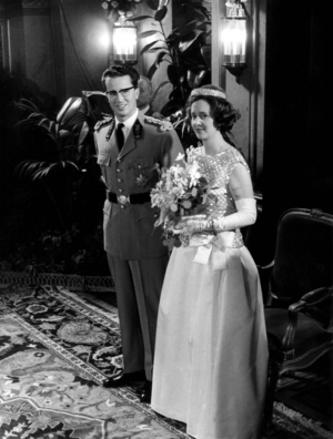 King Baudouin 1st of belgium and Queen Fabiola at royal theatre in Brussels on December 20, 1962