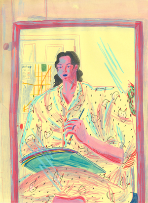 Self Portrait, 2018 (coloured pencil, gouache)