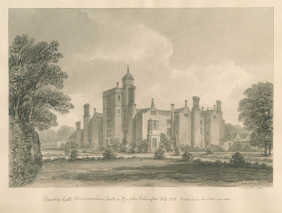 Worcestershire - Hindlip Hall: sepia drawing, 1833 (drawing)