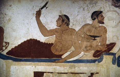 Tomb of the Diver, 470 BC, Fresco, Detail, Paestum