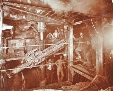 Construction of Rotherhithe Tunnel, 1906 (b/w photo)