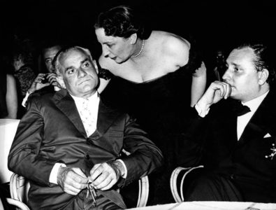 Alberto Moravia, Maria Villavecchia Bellonci and Elemire Zolla, Rome, 1960s (b/w photo)