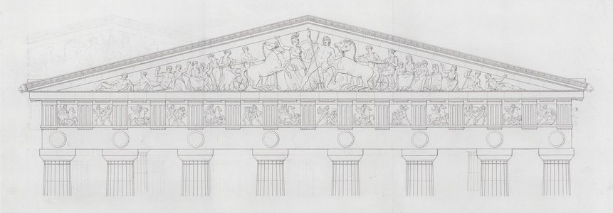 Western pediment of the Parthenon, Athens (engraving)