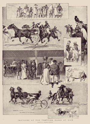 Sketches at the Trotting Races at Nice (litho)