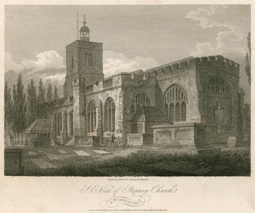 North east view of Stepney Church, London (engraving)